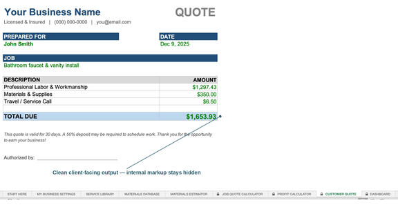 Client-Ready Quote Output